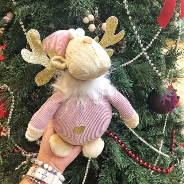 Новогодняя игрушка Олень розовый