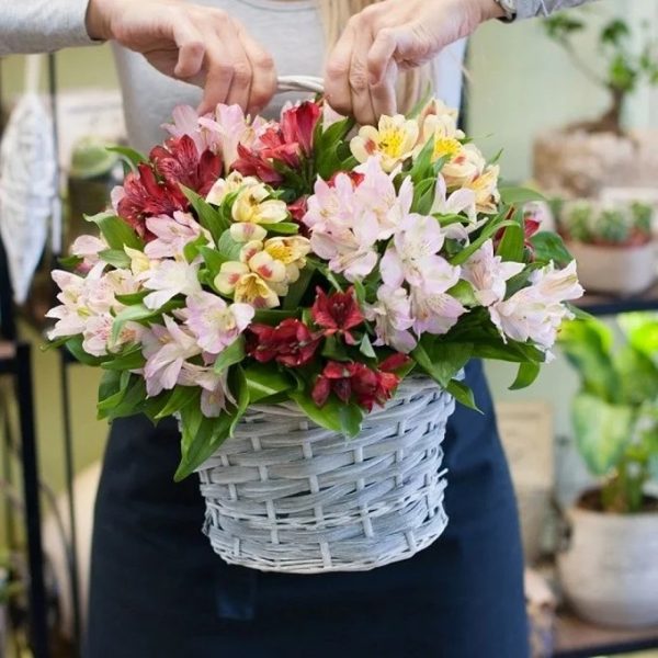 Корзинка из 19 альстромерии
