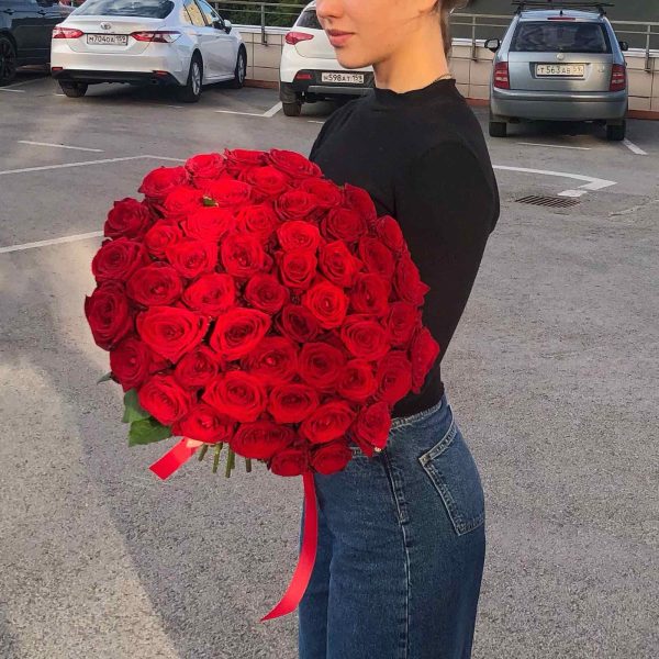 Букет из 51 красной розы 50 см