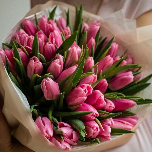 Акция! Букет из 45 розовых тюльпанов