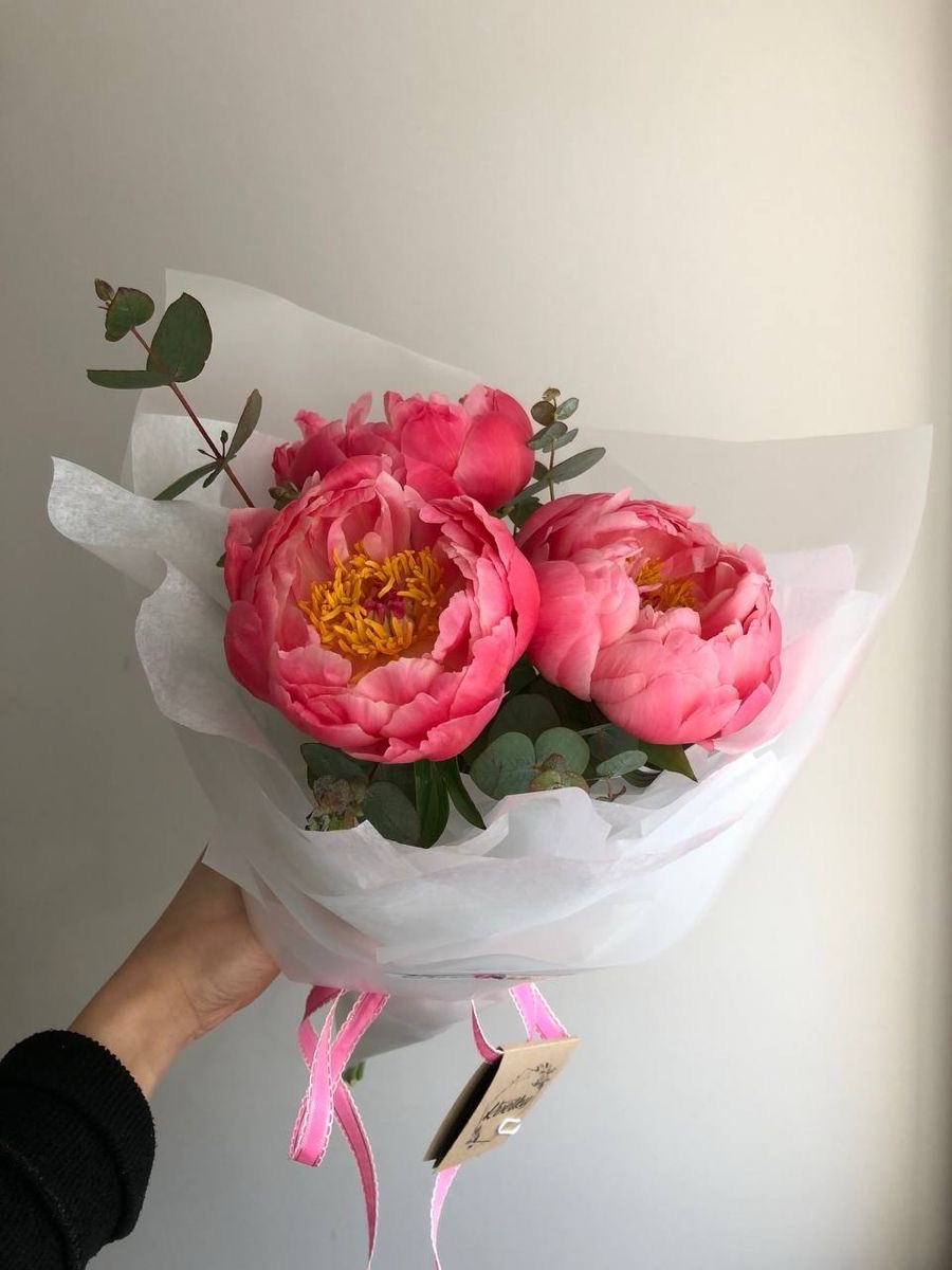 img_1867 Букет из 3 коралловых пионов — изображение 1