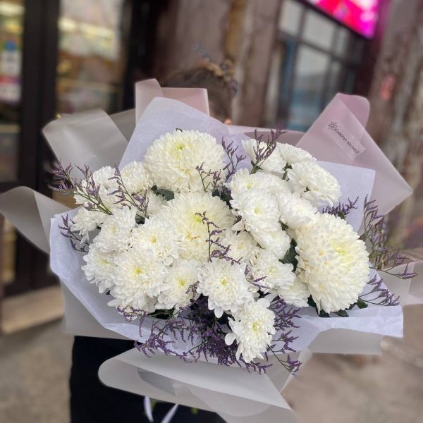 Букет из хризантем Белоснежка
