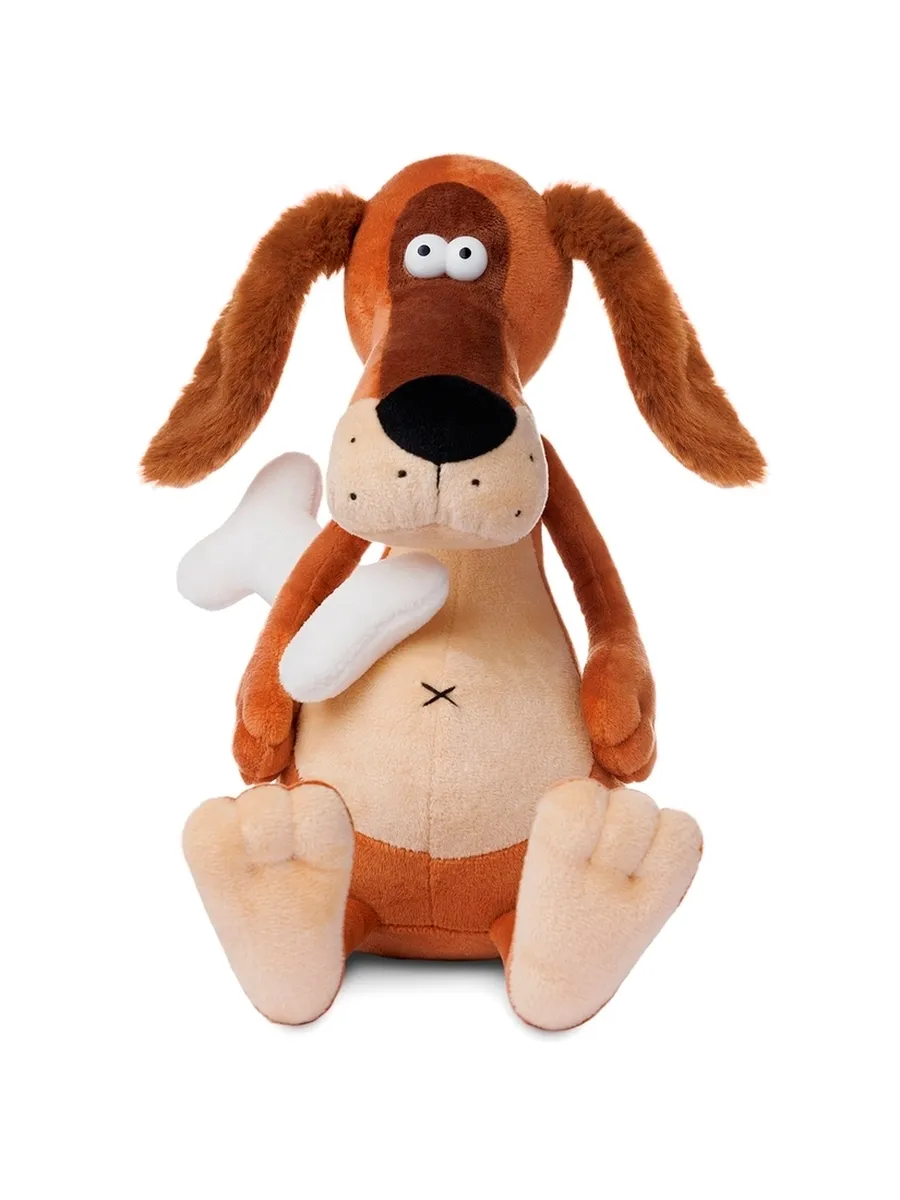 1 (6) Мягкая Игрушка ДуRашки Пес и Косточка 25 см — изображение 1